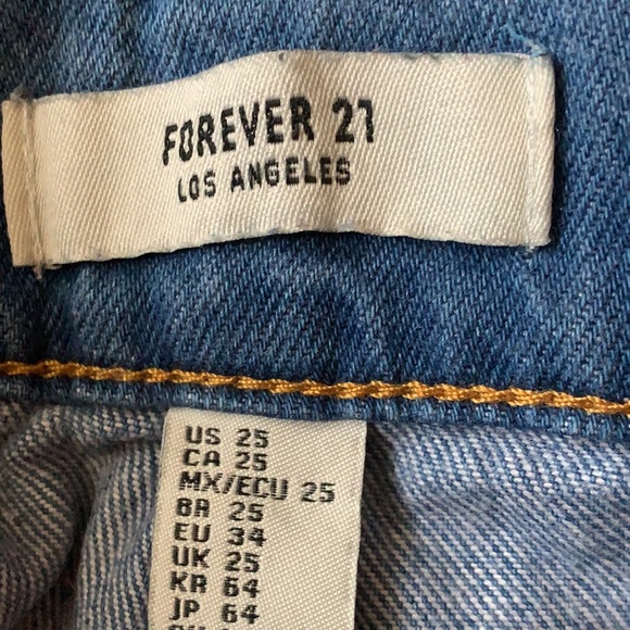 Forever 21 wide leg crop Jeans hi rise long front pockets - Picture 7 of 7